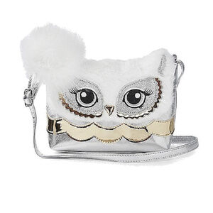 Justice Fur Metallic Owl Critter Crossbody Purse